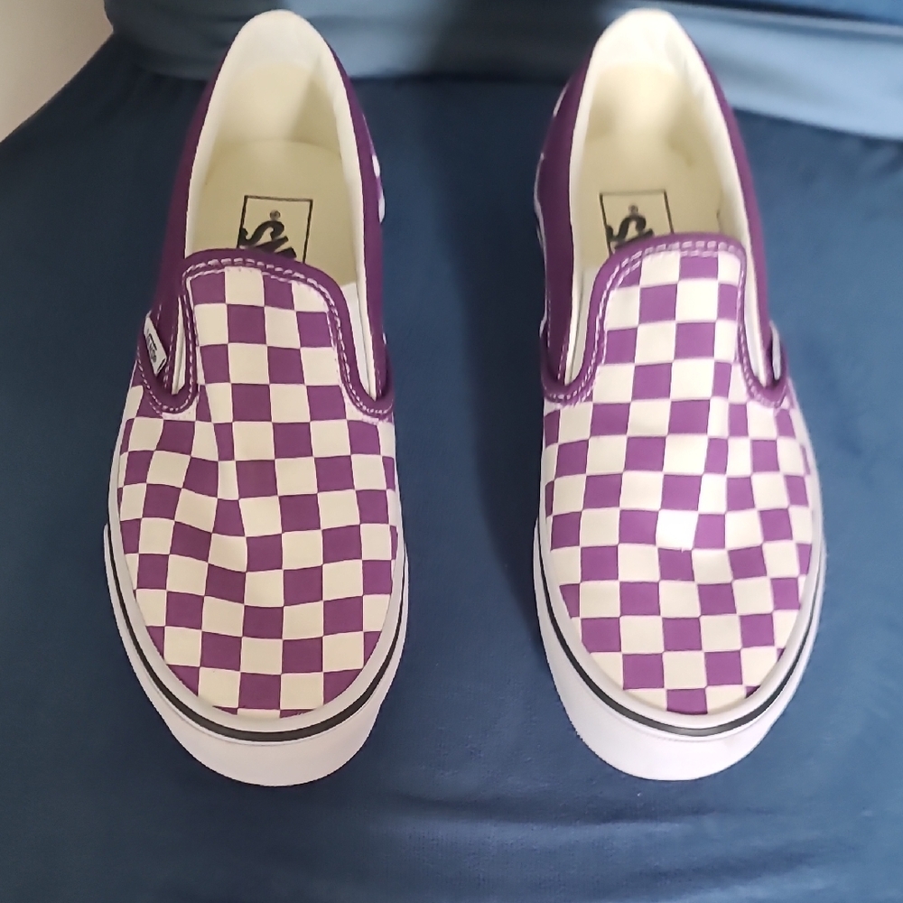 Vans Purple and White Checkered Sneakers